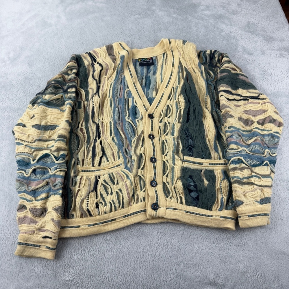 COOGI Australia Wool Knit Cardigan Cream Blue Women's M - Picture 6 of 13
